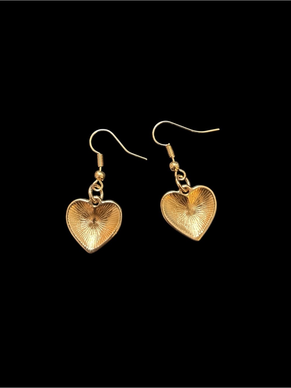 Hand Crafted Gold Heart Checkerboard Earrings - Black & White - Picture 2 of 3